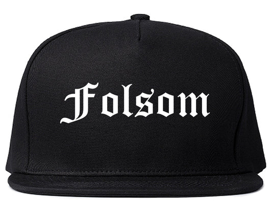 Folsom California CA Old English Mens Snapback Hat Black