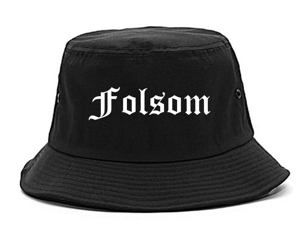 Folsom California CA Old English Mens Bucket Hat Black