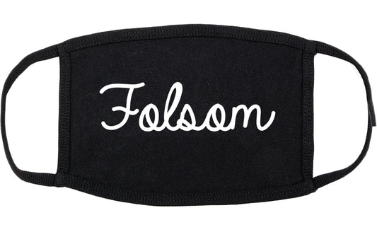Folsom California CA Script Cotton Face Mask Black