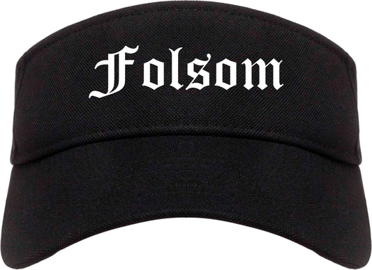 Folsom California CA Old English Mens Visor Cap Hat Black