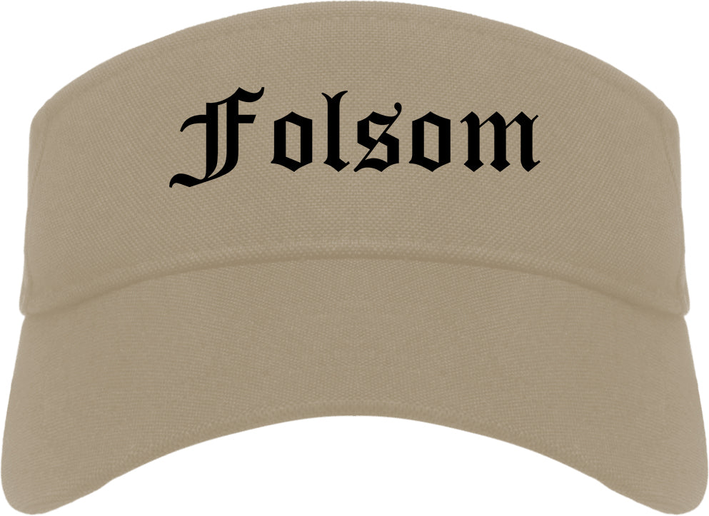 Folsom California CA Old English Mens Visor Cap Hat Khaki
