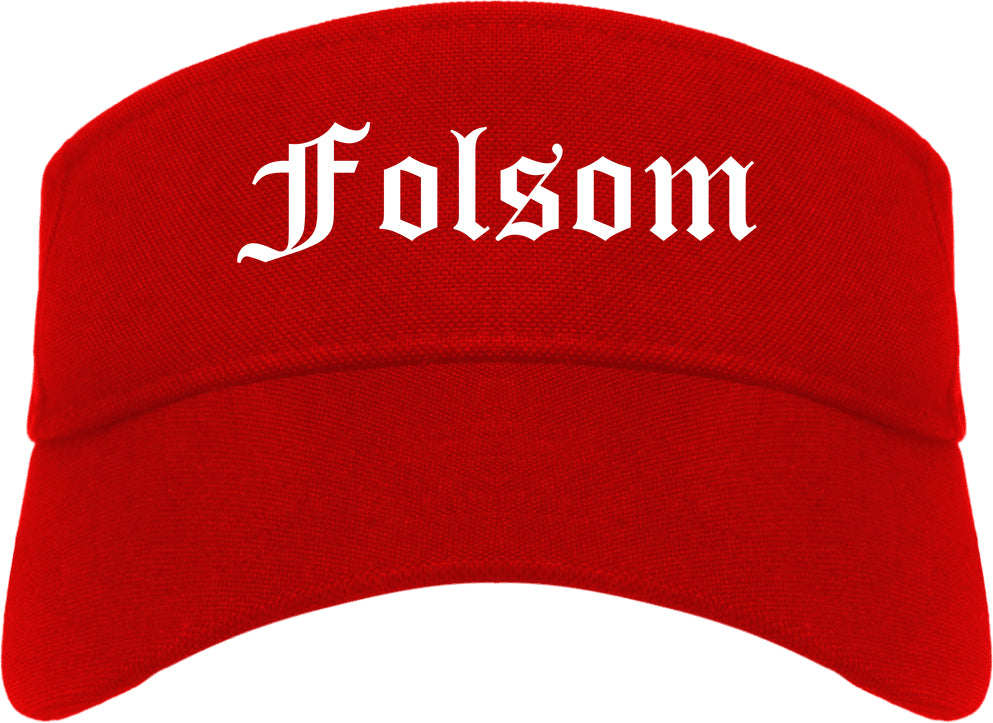 Folsom California CA Old English Mens Visor Cap Hat Red