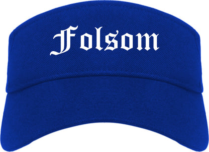 Folsom California CA Old English Mens Visor Cap Hat Royal Blue