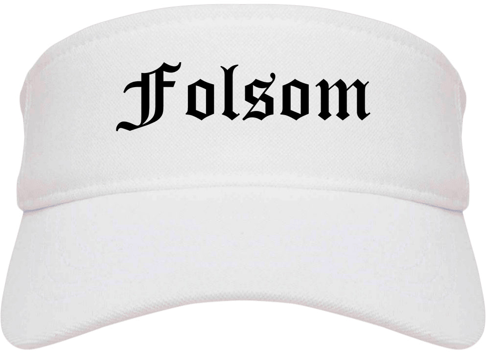 Folsom California CA Old English Mens Visor Cap Hat White