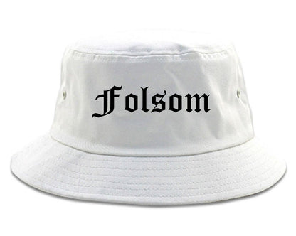 Folsom California CA Old English Mens Bucket Hat White