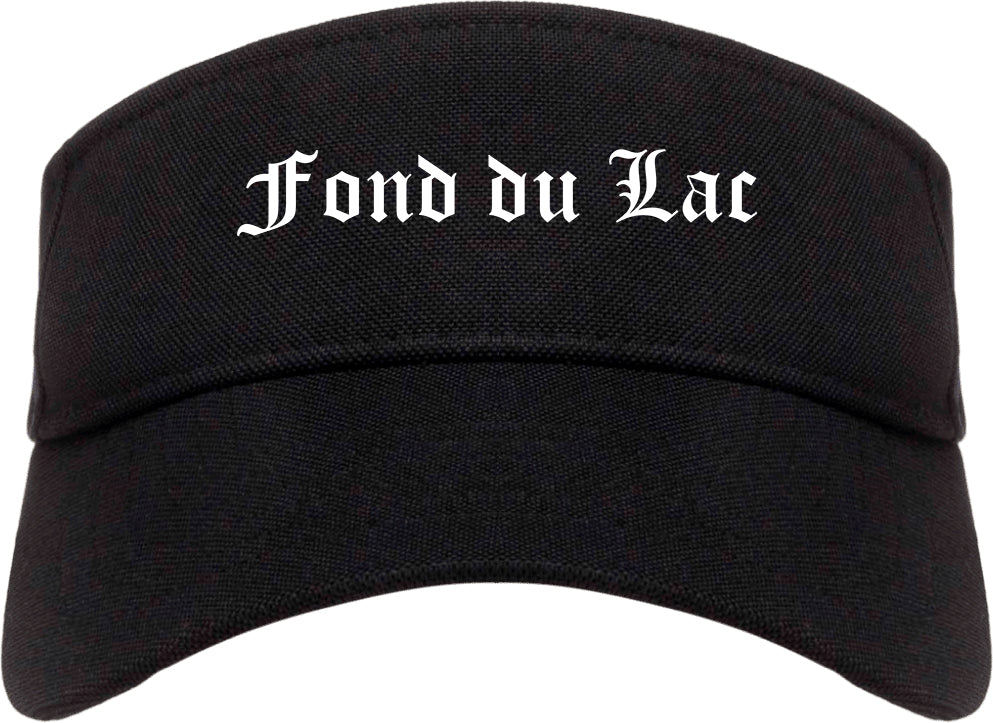 Fond du Lac Wisconsin WI Old English Mens Visor Cap Hat Black