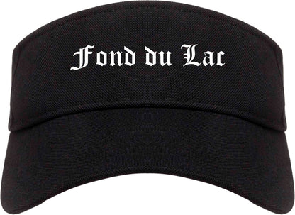 Fond du Lac Wisconsin WI Old English Mens Visor Cap Hat Black