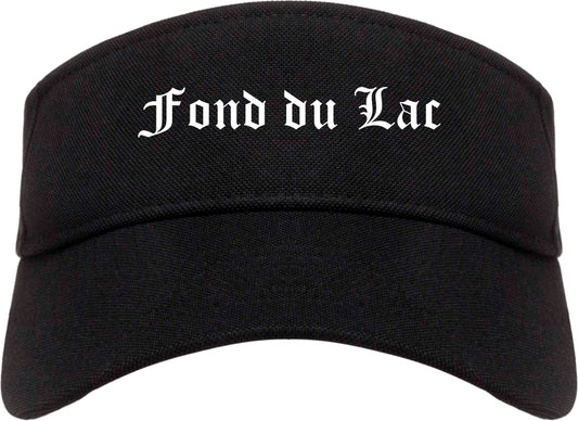 Fond du Lac Wisconsin WI Old English Mens Visor Cap Hat Black