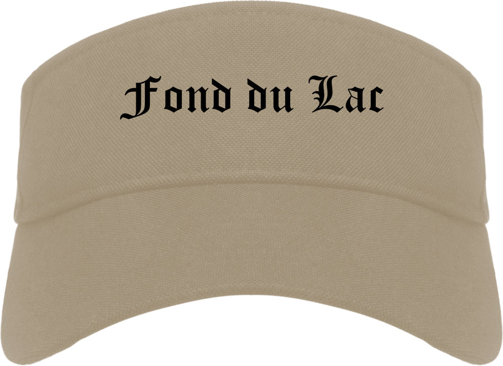 Fond du Lac Wisconsin WI Old English Mens Visor Cap Hat Khaki