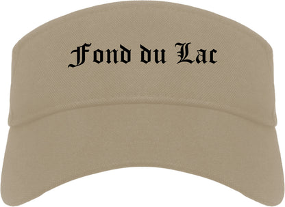 Fond du Lac Wisconsin WI Old English Mens Visor Cap Hat Khaki