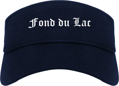 Fond du Lac Wisconsin WI Old English Mens Visor Cap Hat Navy Blue