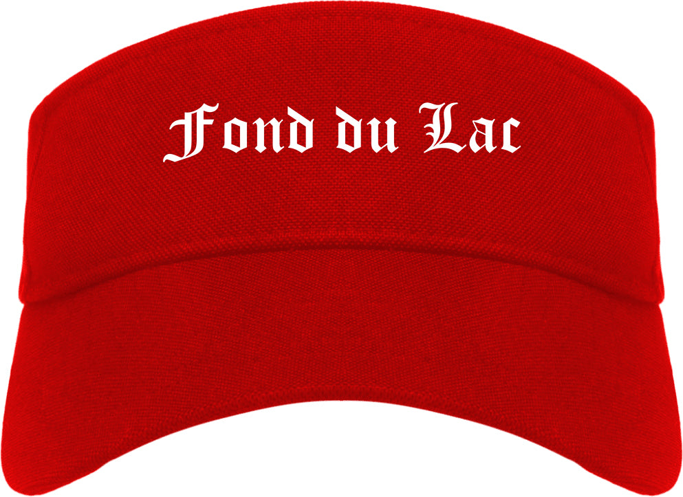 Fond du Lac Wisconsin WI Old English Mens Visor Cap Hat Red