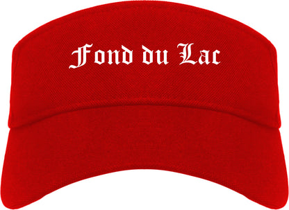 Fond du Lac Wisconsin WI Old English Mens Visor Cap Hat Red