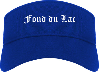 Fond du Lac Wisconsin WI Old English Mens Visor Cap Hat Royal Blue