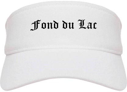 Fond du Lac Wisconsin WI Old English Mens Visor Cap Hat White