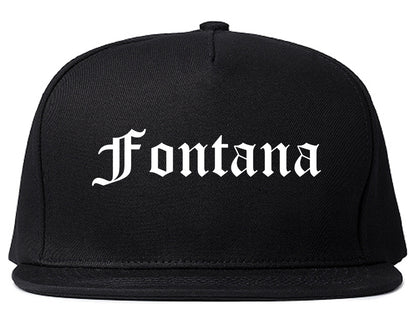 Fontana California CA Old English Mens Snapback Hat Black