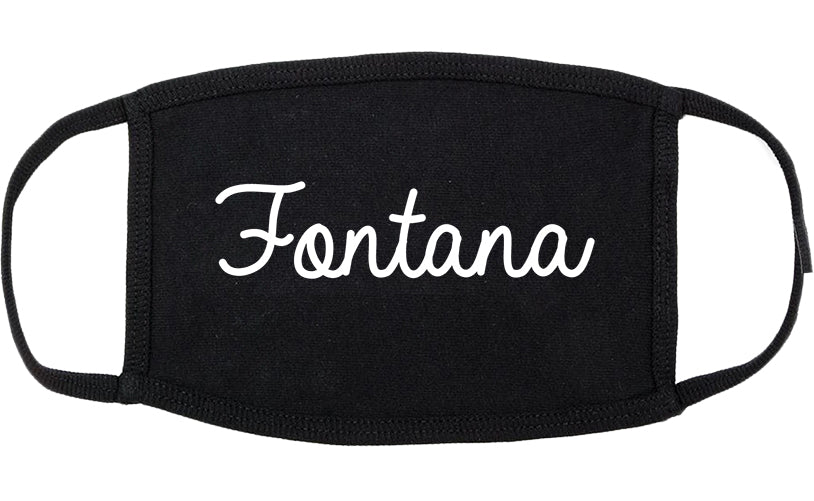 Fontana California CA Script Cotton Face Mask Black