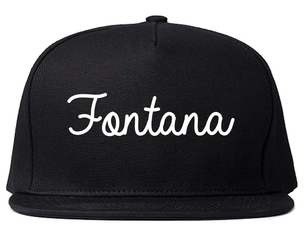 Fontana California CA Script Mens Snapback Hat Black