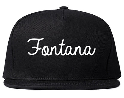 Fontana California CA Script Mens Snapback Hat Black