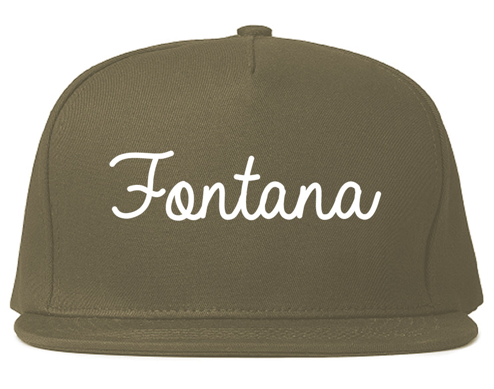Fontana California CA Script Mens Snapback Hat Grey