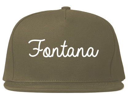Fontana California CA Script Mens Snapback Hat Grey