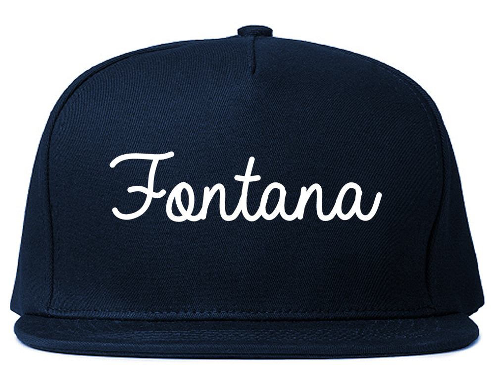 Fontana California CA Script Mens Snapback Hat Navy Blue