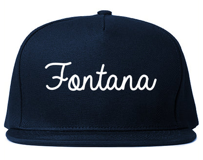 Fontana California CA Script Mens Snapback Hat Navy Blue