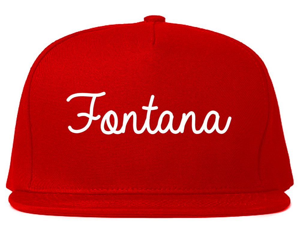 Fontana California CA Script Mens Snapback Hat Red