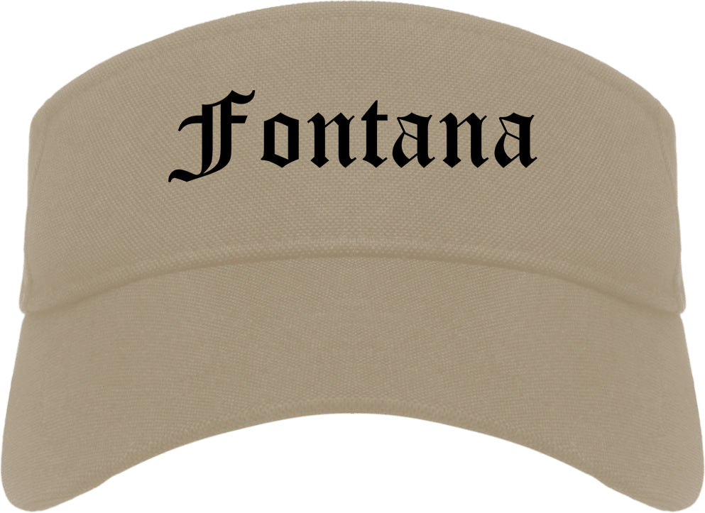 Fontana California CA Old English Mens Visor Cap Hat Khaki