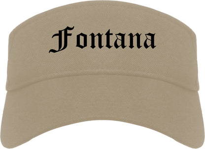 Fontana California CA Old English Mens Visor Cap Hat Khaki