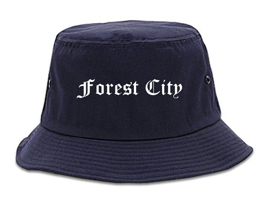 Forest City North Carolina NC Old English Mens Bucket Hat Navy Blue