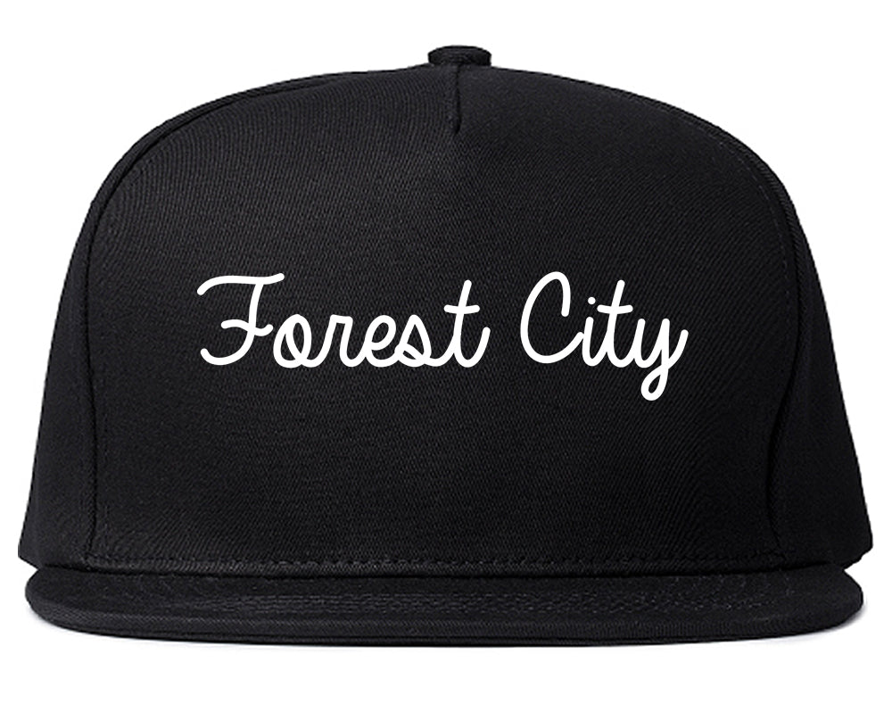 Forest City North Carolina NC Script Mens Snapback Hat Black