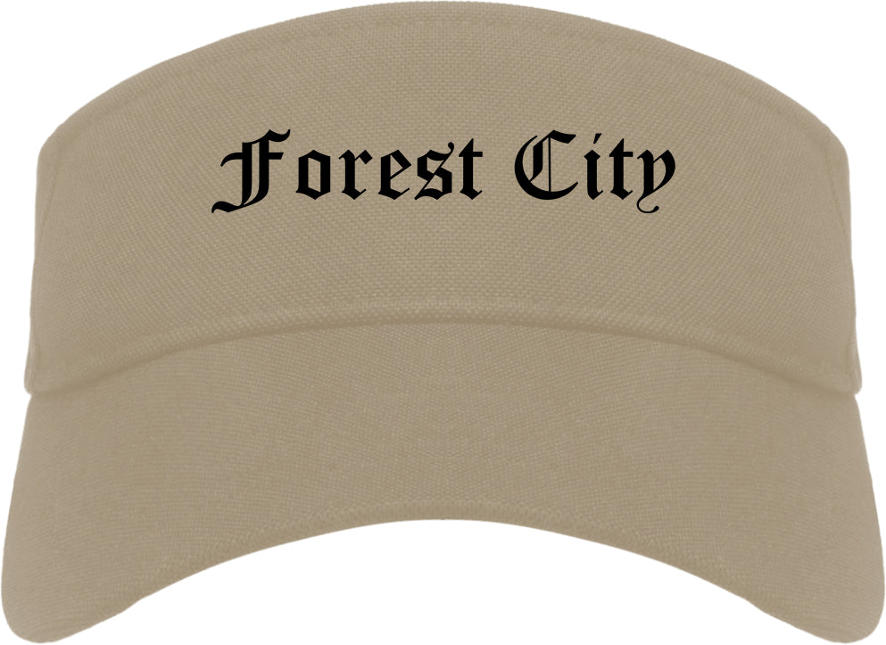 Forest City North Carolina NC Old English Mens Visor Cap Hat Khaki