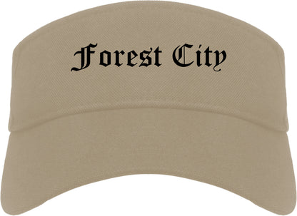 Forest City North Carolina NC Old English Mens Visor Cap Hat Khaki