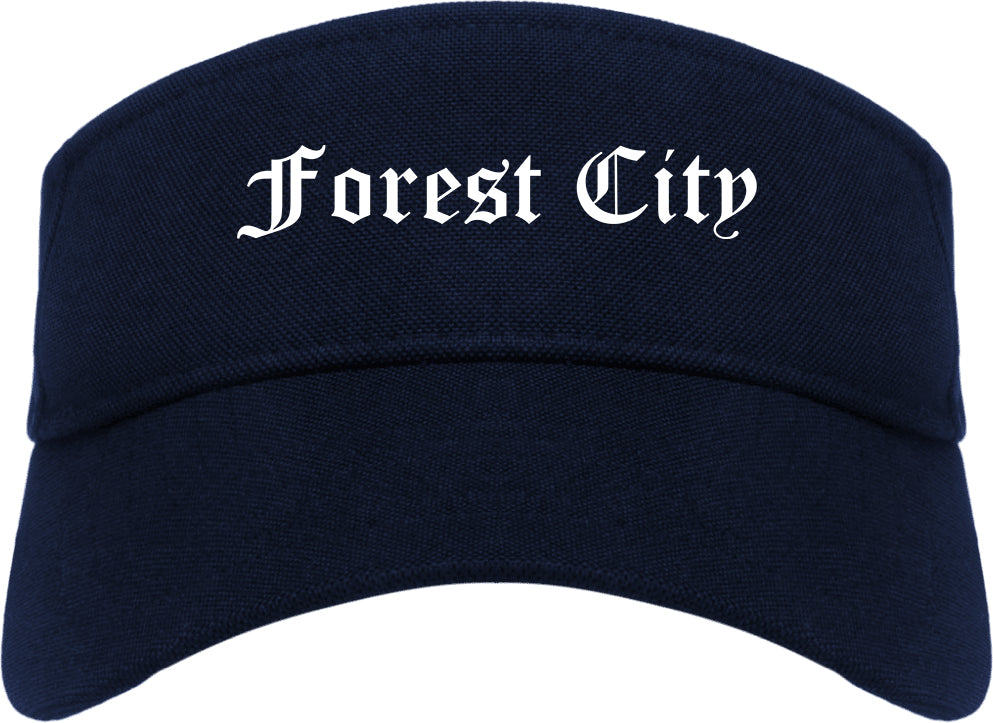 Forest City North Carolina NC Old English Mens Visor Cap Hat Navy Blue