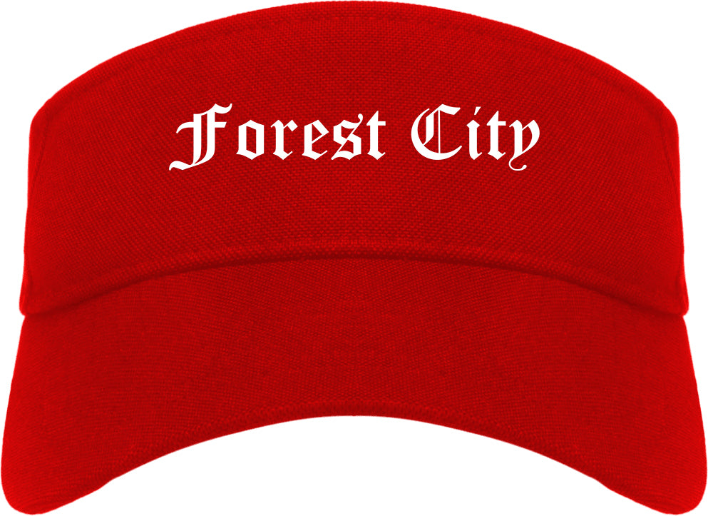 Forest City North Carolina NC Old English Mens Visor Cap Hat Red