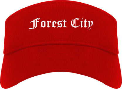 Forest City North Carolina NC Old English Mens Visor Cap Hat Red