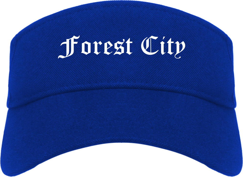 Forest City North Carolina NC Old English Mens Visor Cap Hat Royal Blue