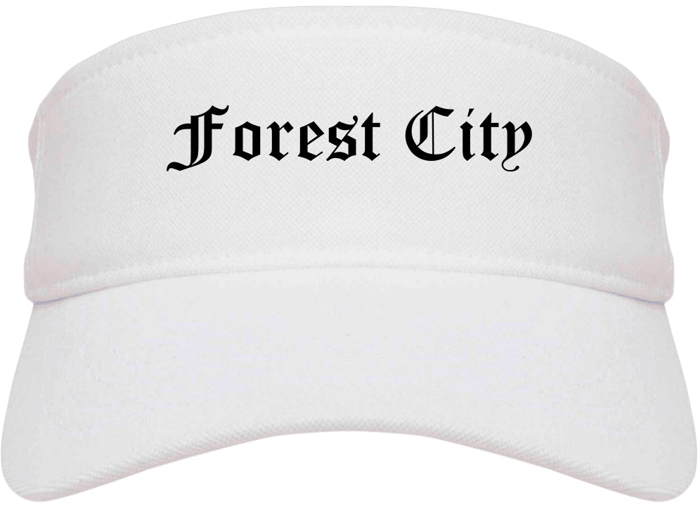 Forest City North Carolina NC Old English Mens Visor Cap Hat White