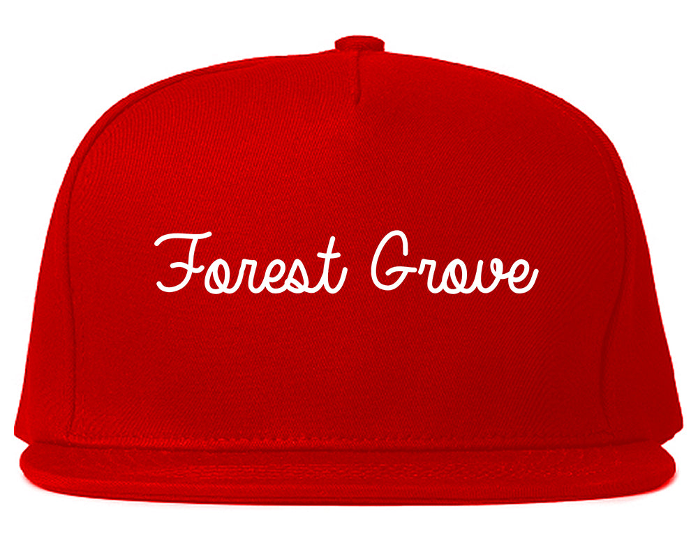 Forest Grove Oregon OR Script Mens Snapback Hat Red