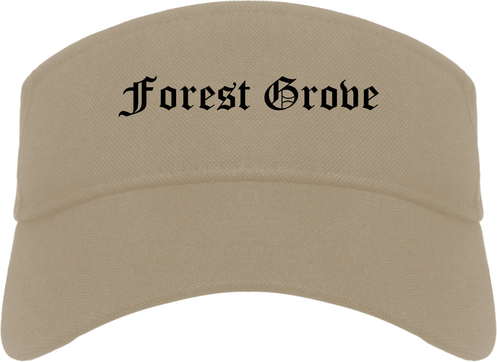 Forest Grove Oregon OR Old English Mens Visor Cap Hat Khaki