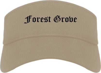 Forest Grove Oregon OR Old English Mens Visor Cap Hat Khaki