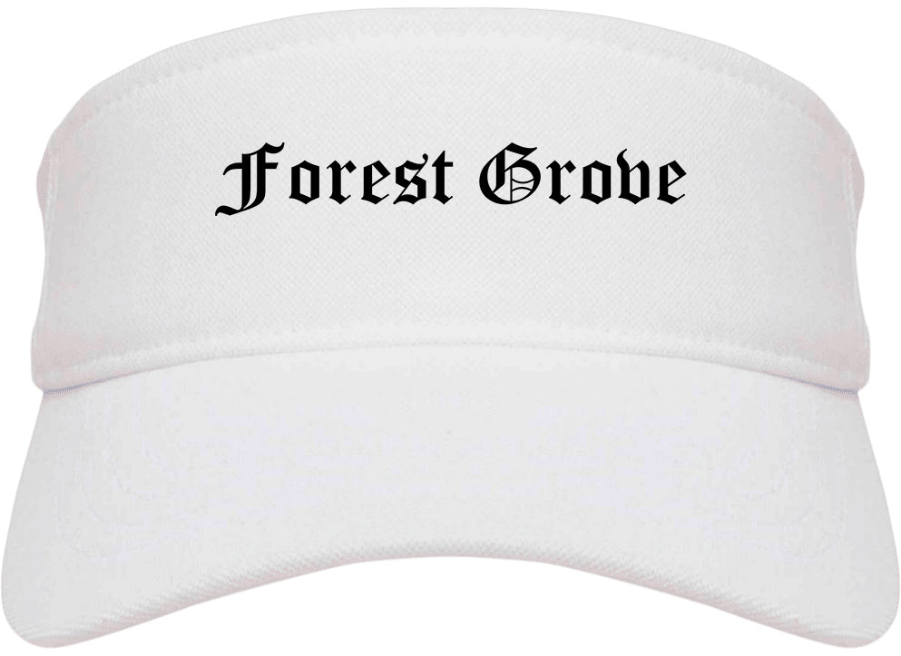 Forest Grove Oregon OR Old English Mens Visor Cap Hat White