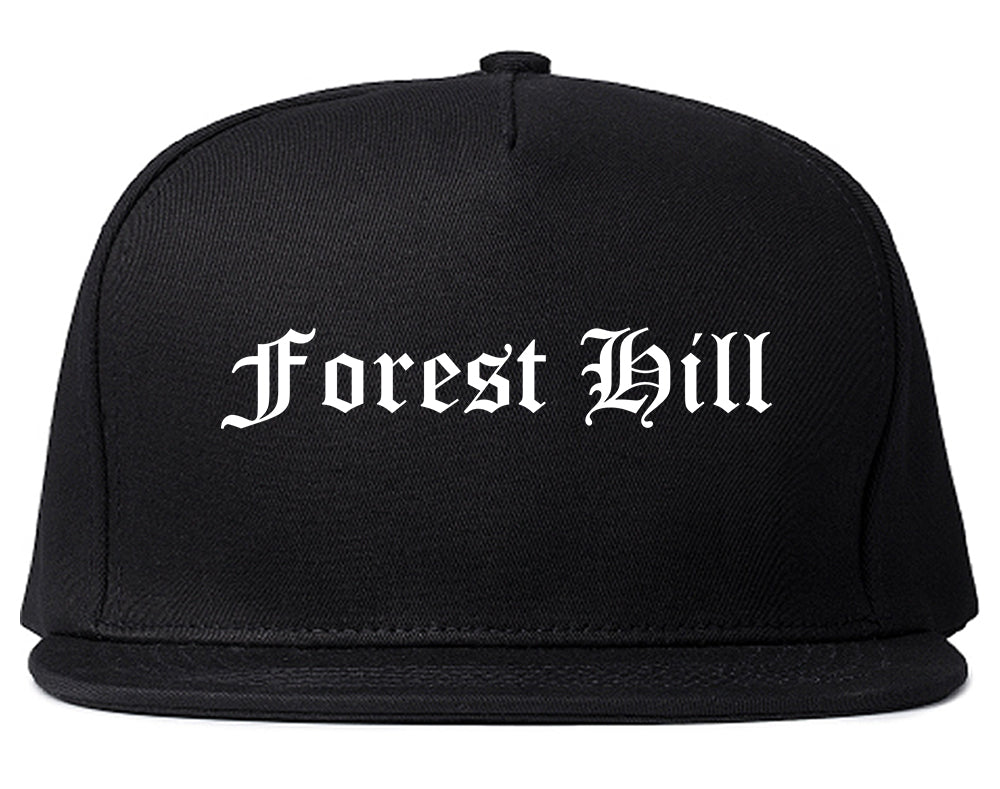 Forest Hill Texas TX Old English Mens Snapback Hat Black