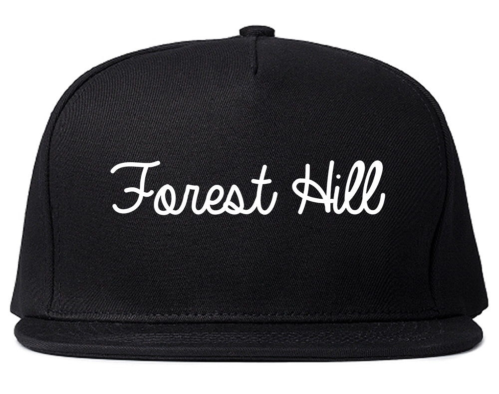 Forest Hill Texas TX Script Mens Snapback Hat Black