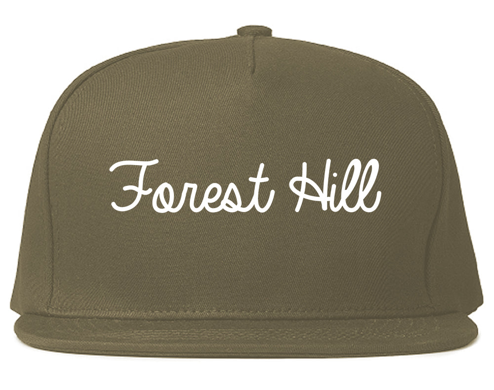 Forest Hill Texas TX Script Mens Snapback Hat Grey