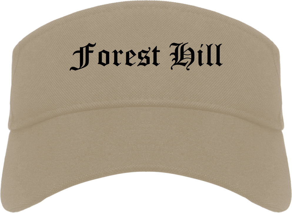 Forest Hill Texas TX Old English Mens Visor Cap Hat Khaki