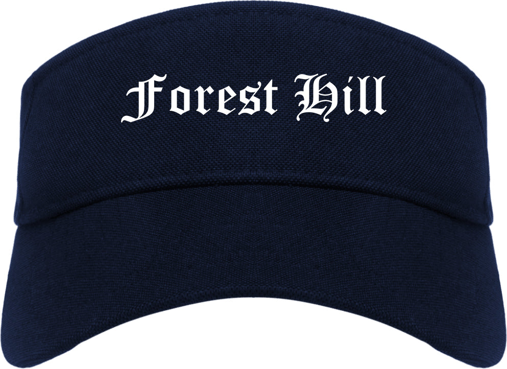 Forest Hill Texas TX Old English Mens Visor Cap Hat Navy Blue