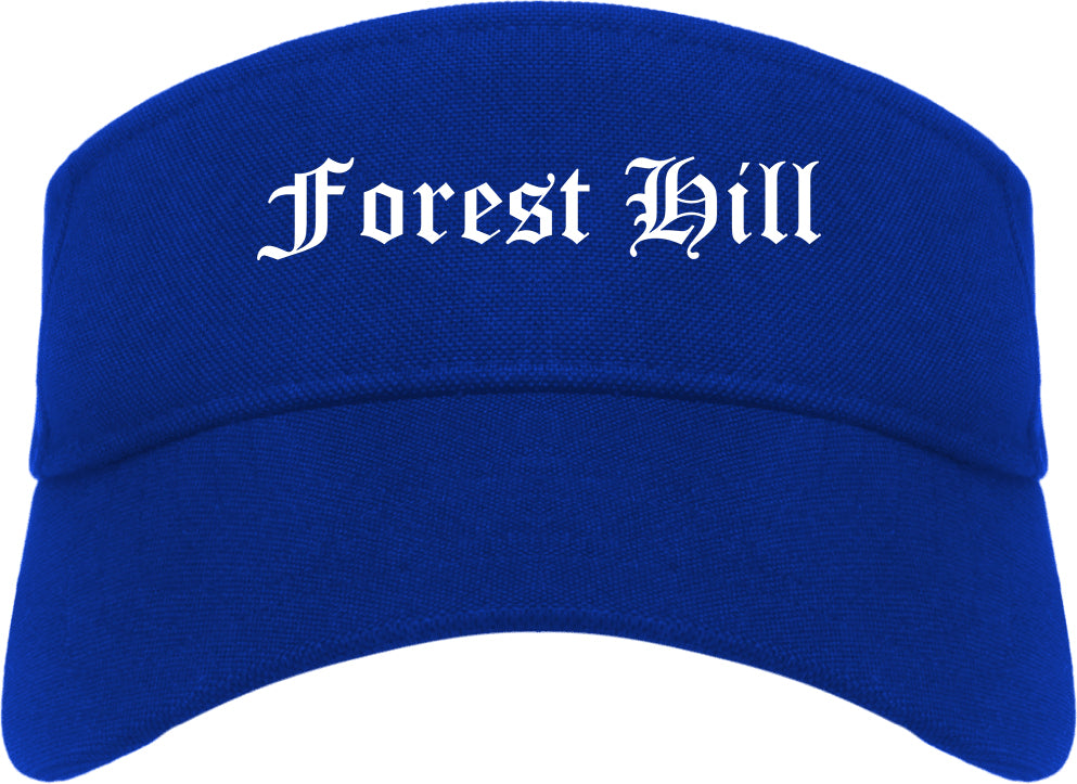 Forest Hill Texas TX Old English Mens Visor Cap Hat Royal Blue