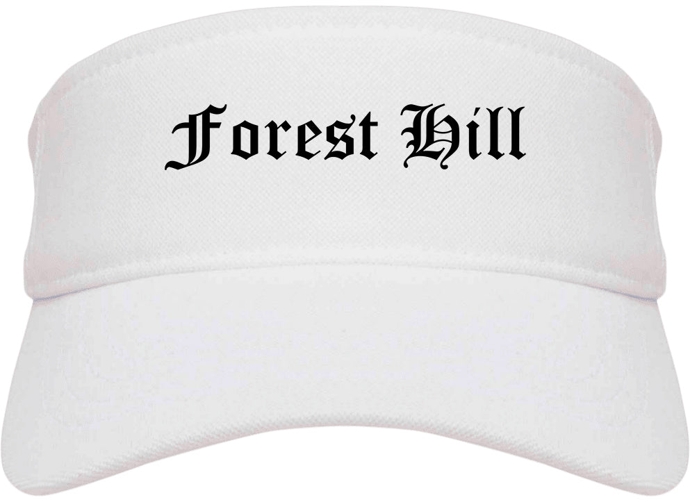 Forest Hill Texas TX Old English Mens Visor Cap Hat White